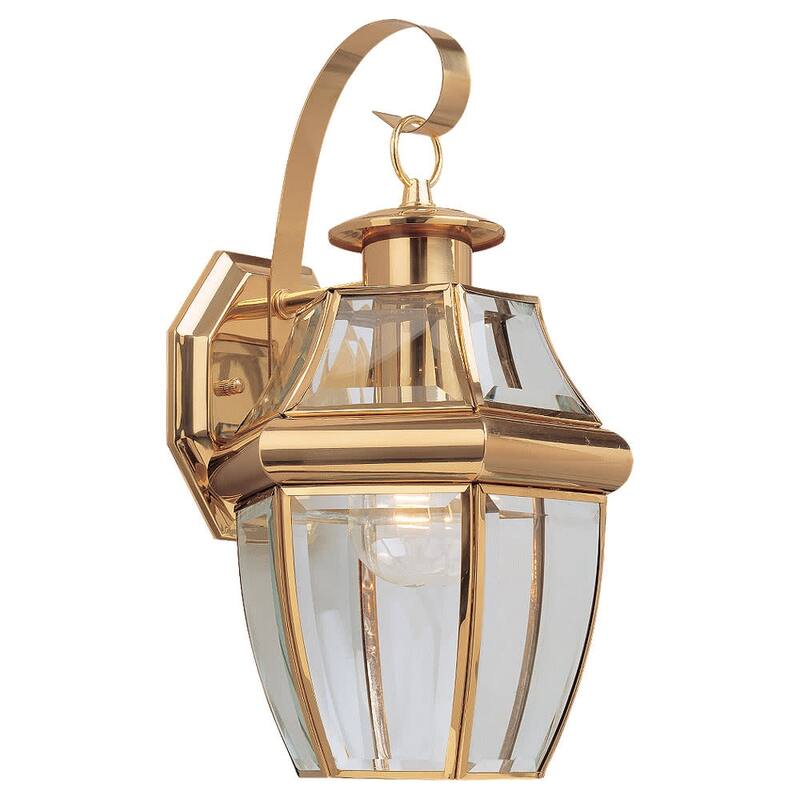 Roseto Coles Single Light 14" Tall Outdoor Wall Sconce - Polished Brass
