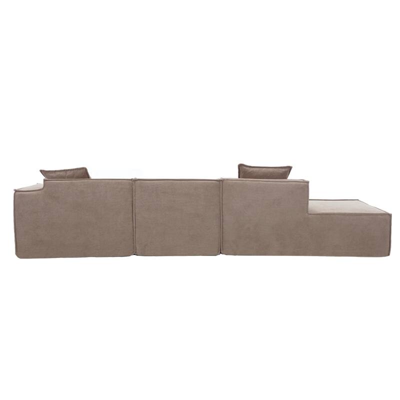 129.5'' Minimalist Modular L-Shaped 4-Seat Sofa Set with Chaise