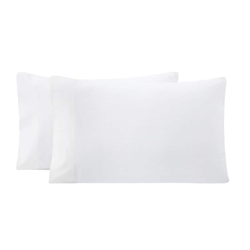Superior Solid Flannel Cotton Fuzzy Pillowcases, Set of 2