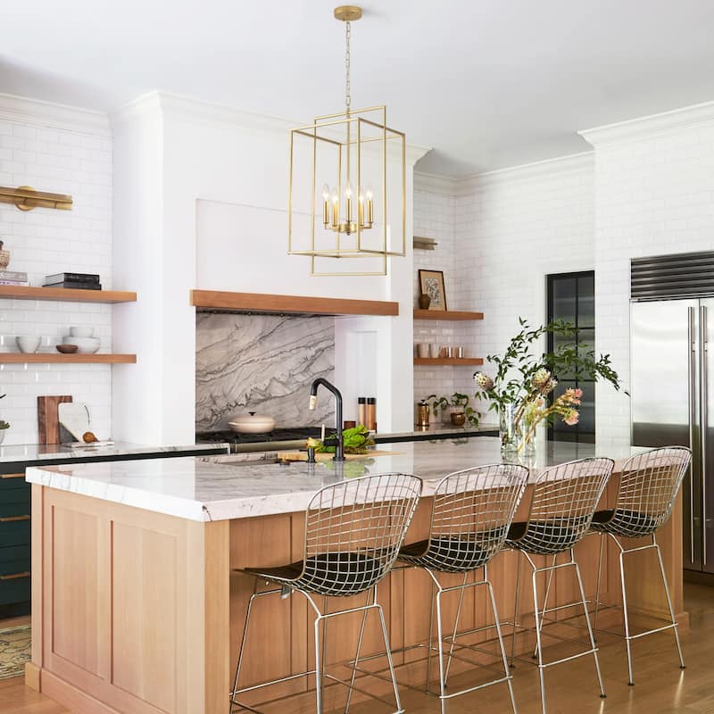 5-Light Candlestick Cage Hanging Linear Chandelier Lighting Island Chandelier for Kitchen Island