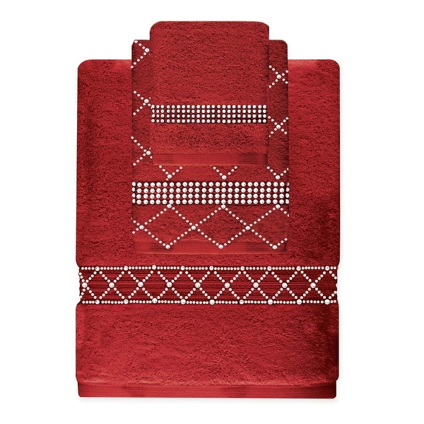 Sparkles Home Rhinestone 3 Piece Towel Set with X Design On Sale