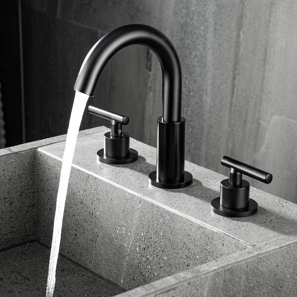 2-Handle High-arc Matte Black Bathroom Sink Faucet - 12*4 ...