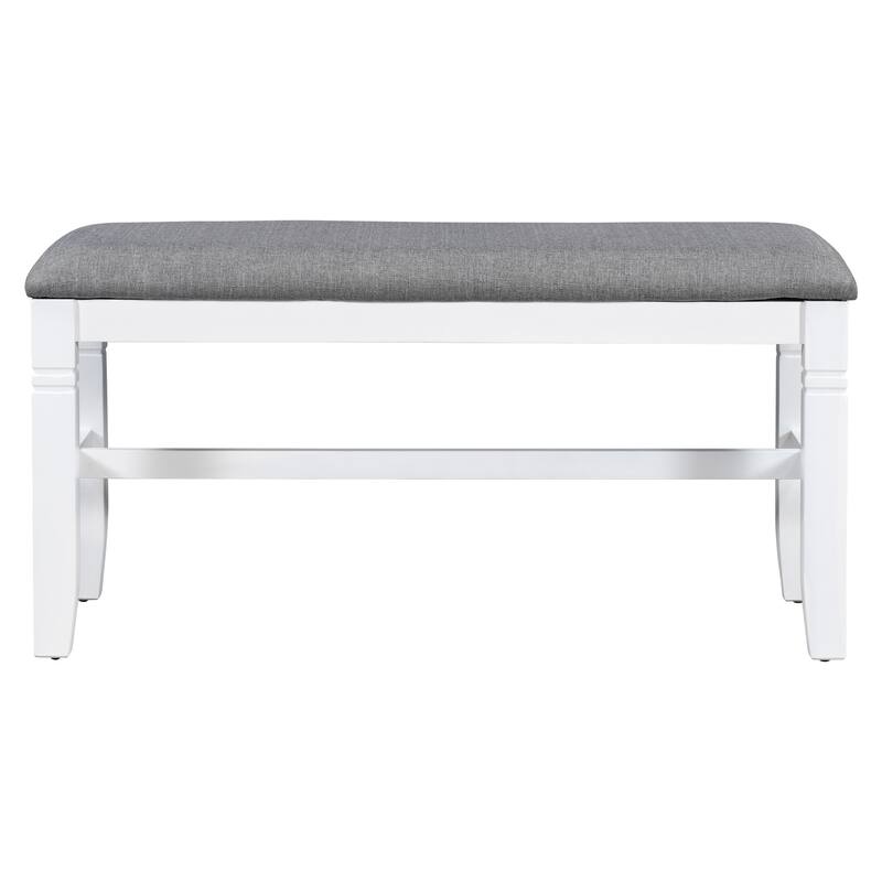 Rustic 6-Piece Extendable Dining Set with Bench Seating and 4 Dining Chairs, Durable Rubberwood Table for Dining Room