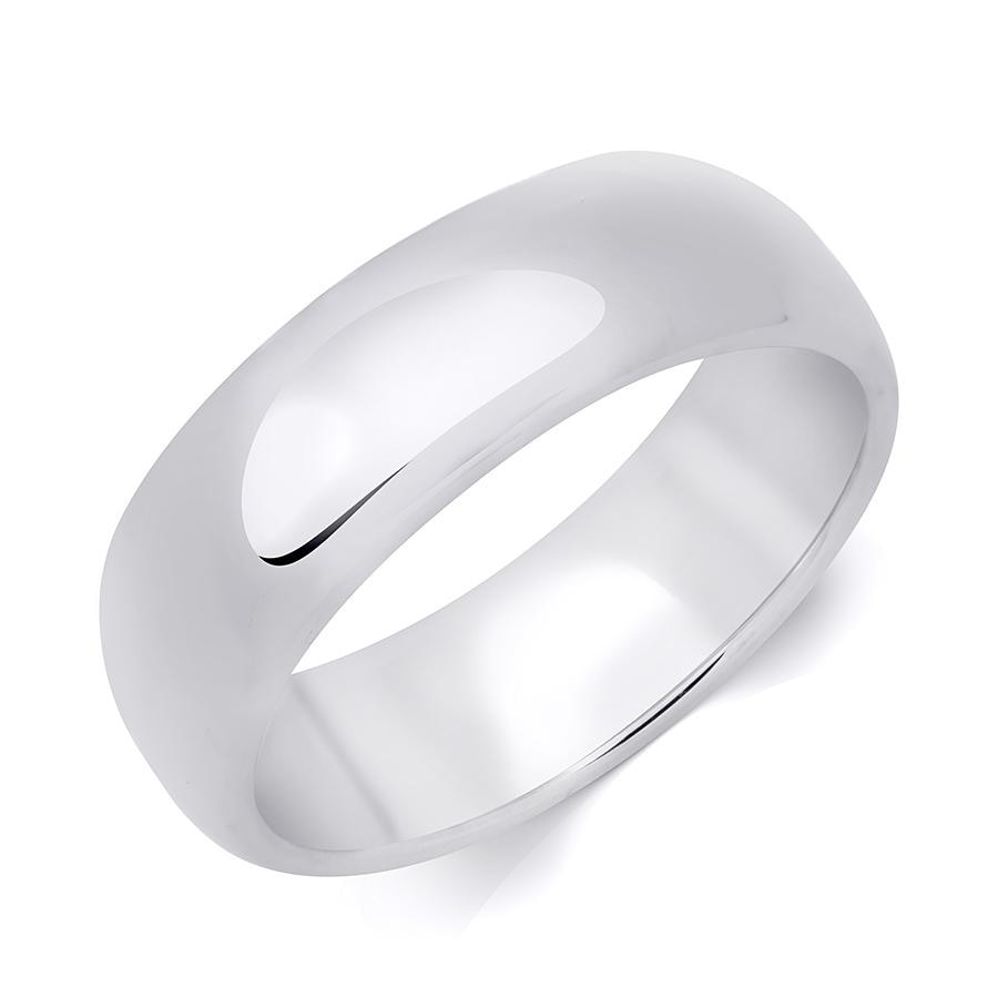 MayaMila Men's Platinum Over Sterling Silver 7mm Comfort Fit Band Ring