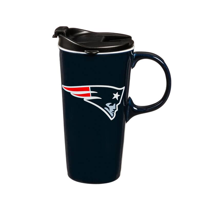 New England Patriots, 17 oz Ceramic Travel Latte Cup w/ Gift Box