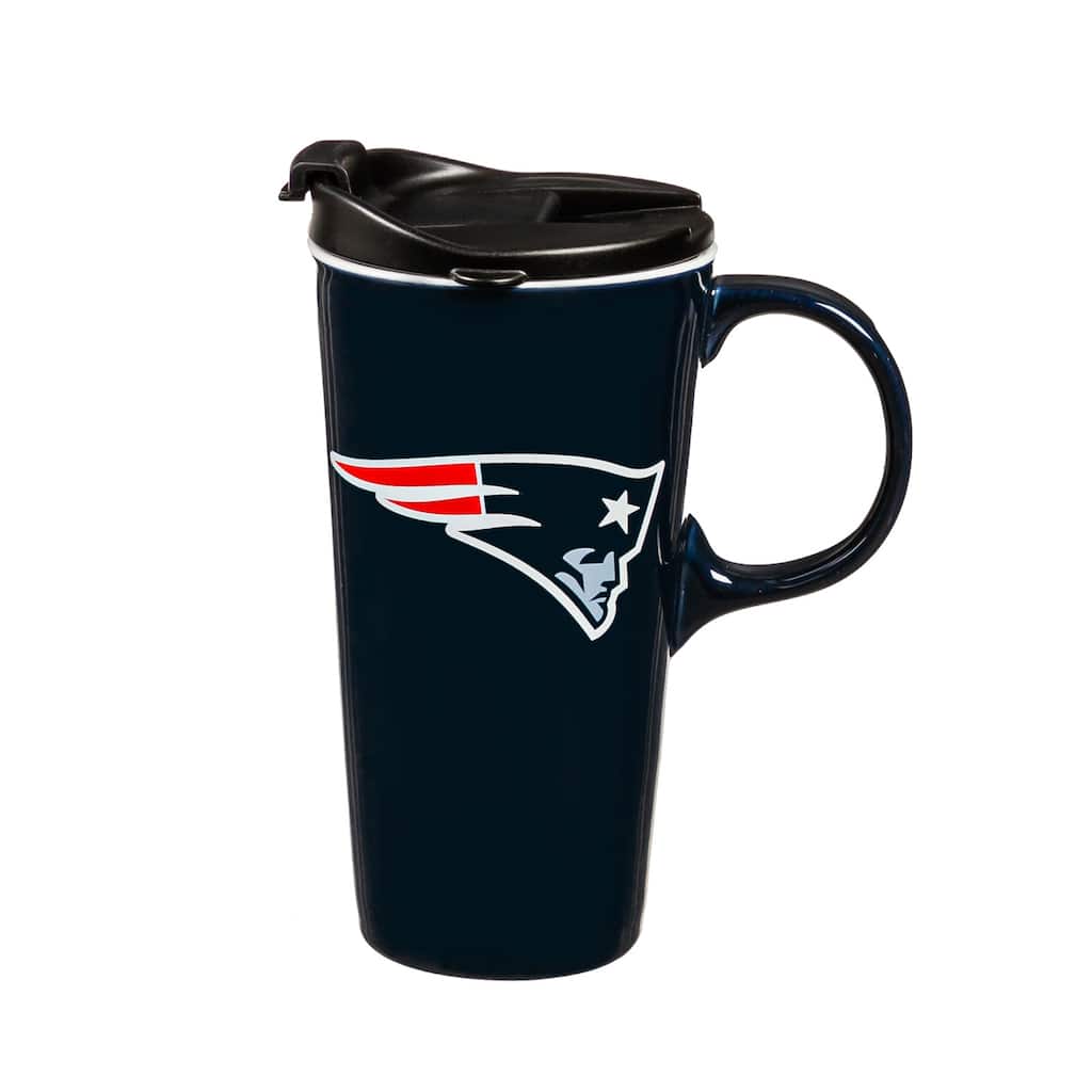 New England Patriots, 17 oz Ceramic Travel Latte Cup w/ Gift Box