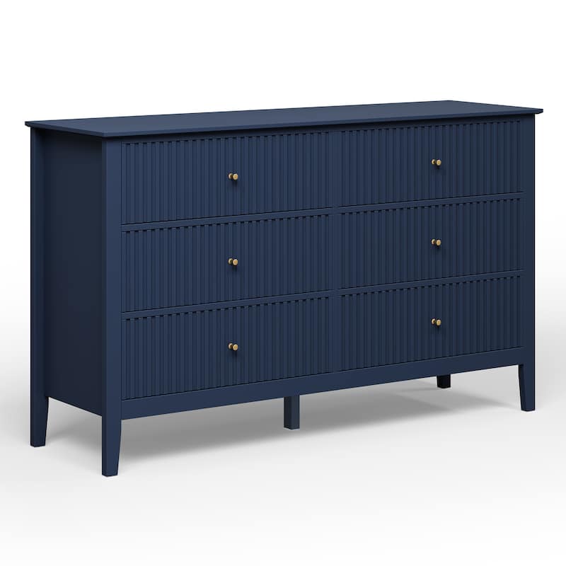 Modern 6-Drawer Fluted Dresser