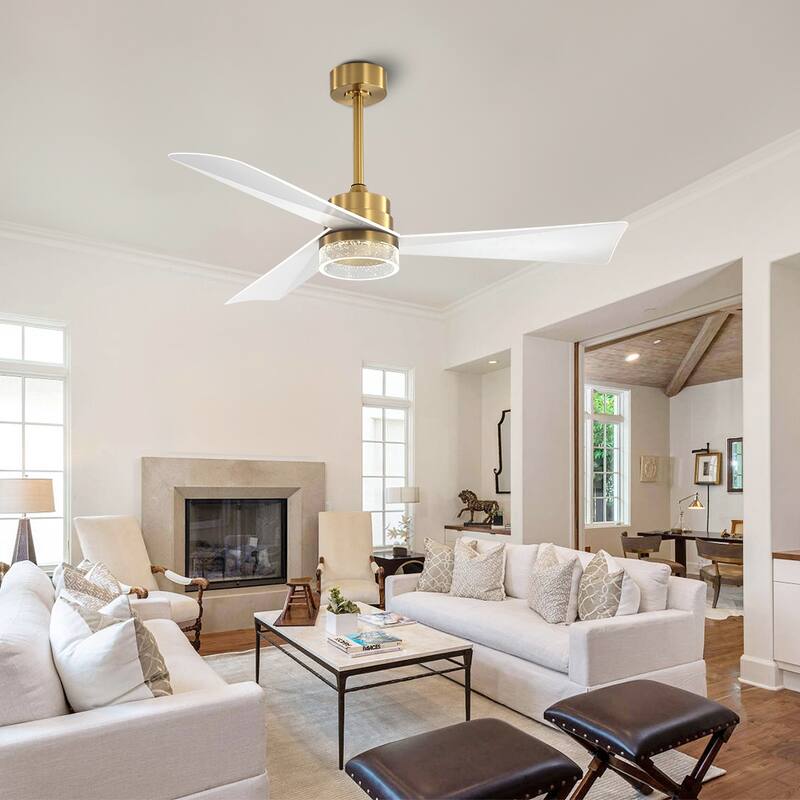 MLiAN 52-inch Indoor Ceiling Fan with LED light and Remote... - 52 - White and Gold