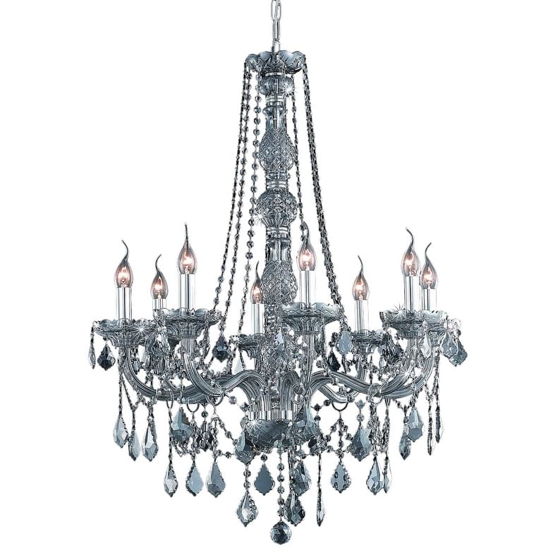 Verona 8-Light 28 in. Chandelier (Available in Chrome, Golden Teak, Silver Shade)