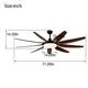 Ceiling Fan Light with Solid Wood Fan Blade, Integrated LED Light - On ...