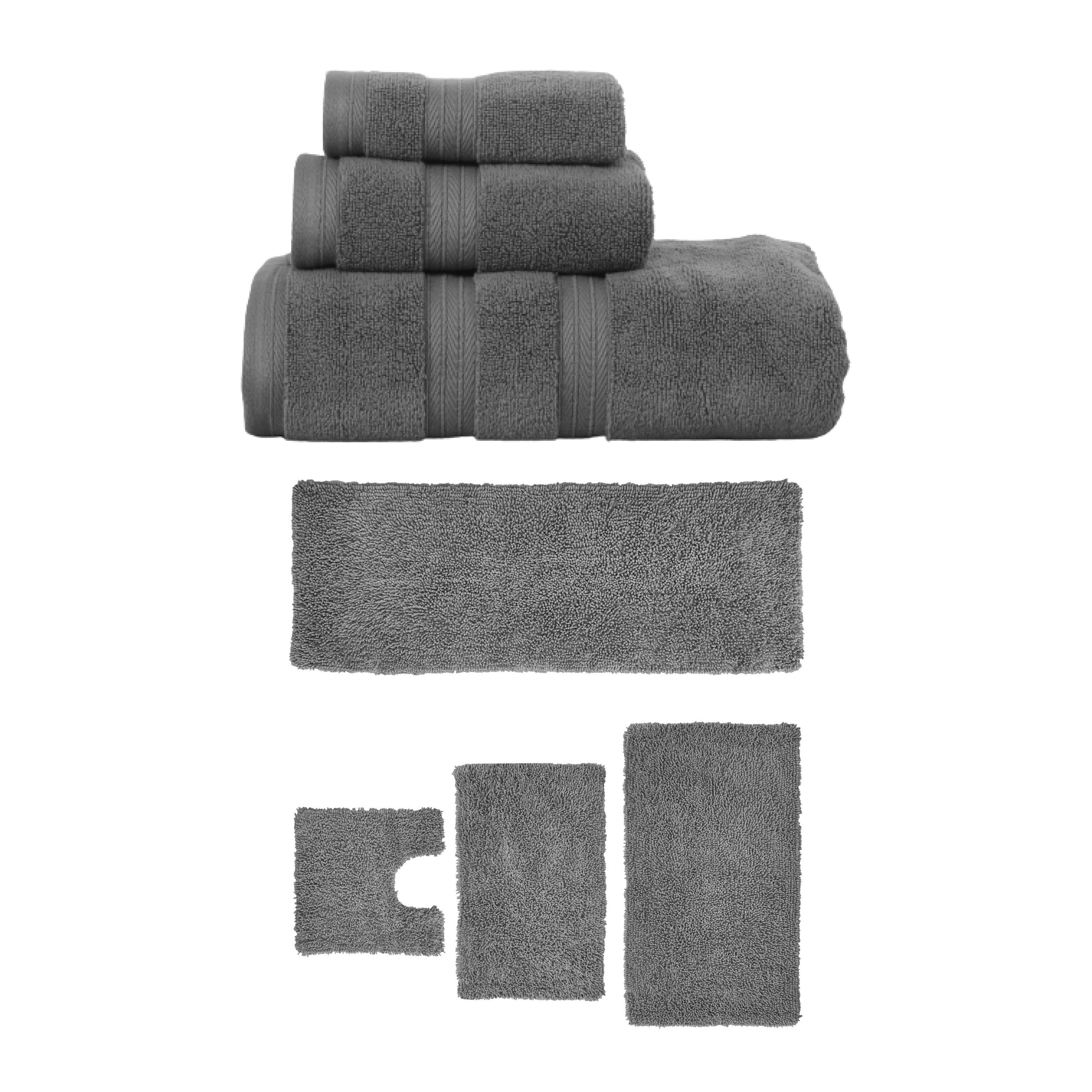 Home Weavers Fantasia Collection 100% Soft Cotton Super Absorbent 3 Pc Towel Set & 4 Pc Bath Rug Set, Machine Wash (Set of 7)