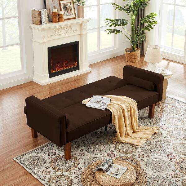 Modern Linen Fabric Sleeper Sofa Bed Convertible Fold Futon Couch Bed ...