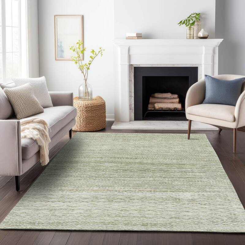 Machine Washable Indoor/Outdoor Modern Trellis Chantille Rug