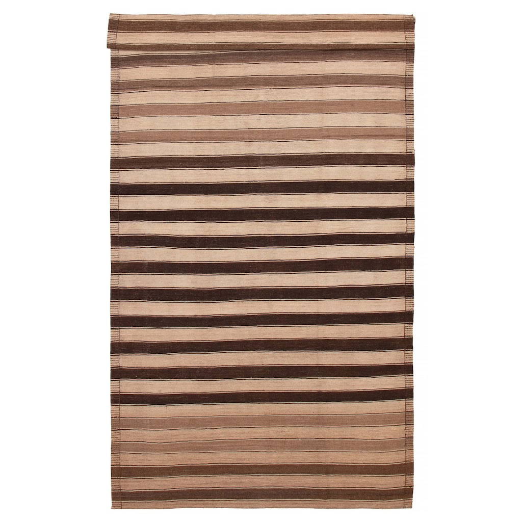 ECARPETGALLERY Flat-Weave Boho Brown Wool Kilim - 6'11 x 12'10