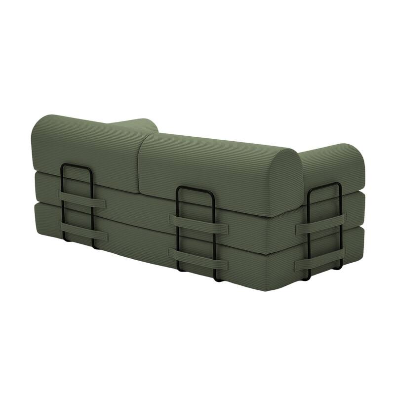Convertible Sofa Bed Multifunctional Folding Sofa Couch Grayish Green Living Room 3-Seater Sofa Couch Settee