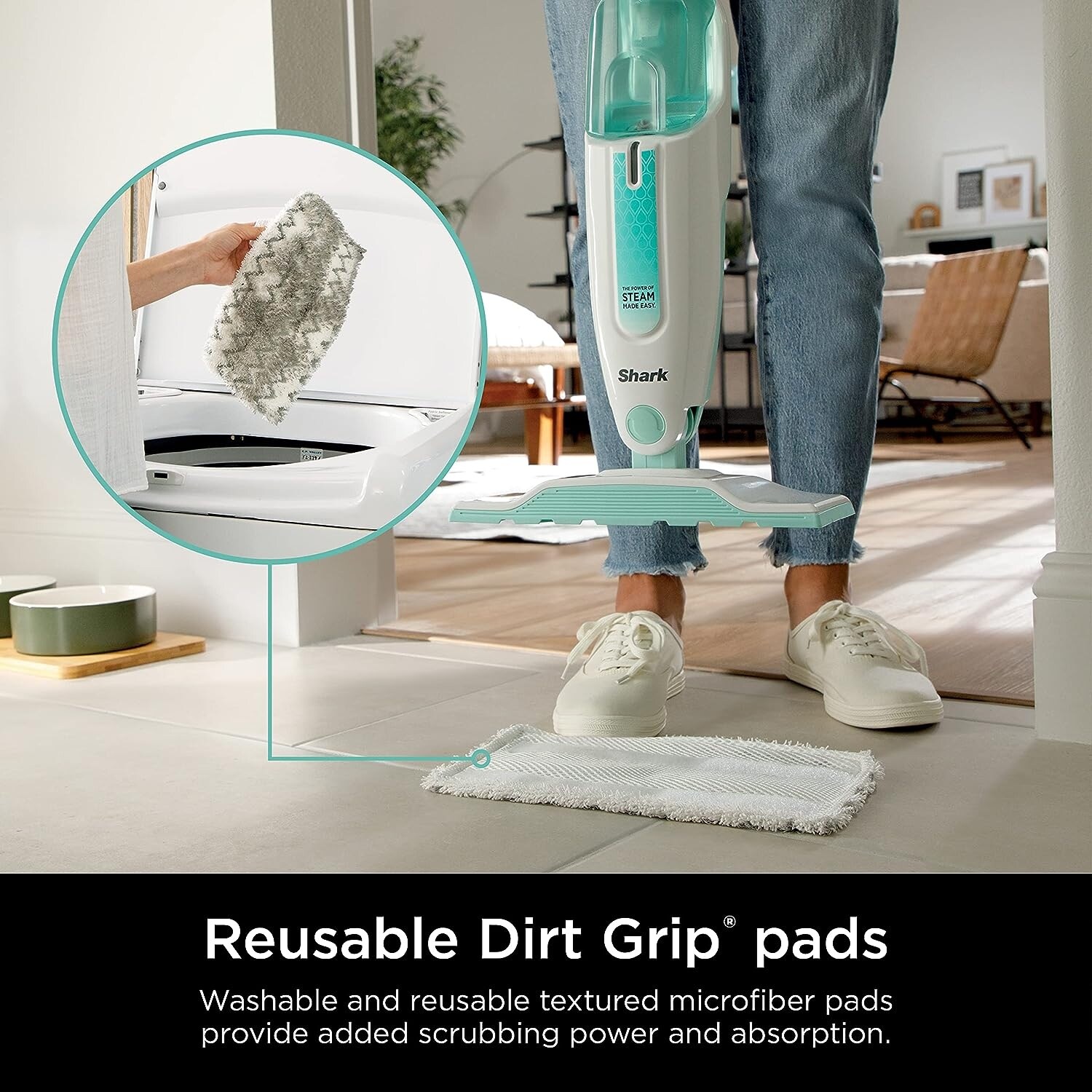 Lightweight Steam Mop with 2 Dirt Grip® Pads