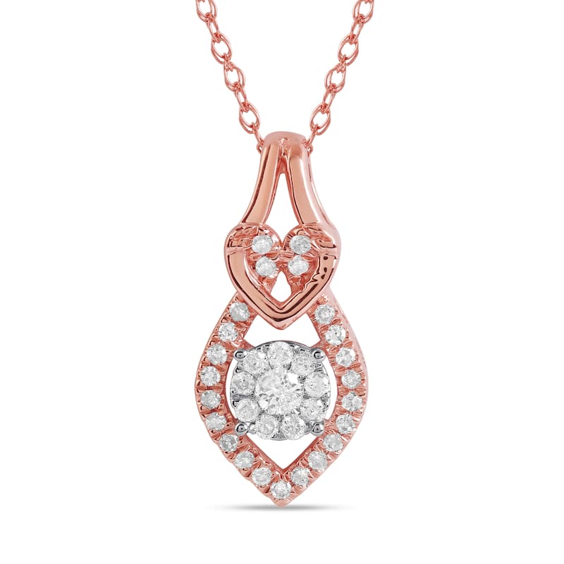 1/6ct TDW Diamond Teardrop Pendant Necklace in 10k Gold for Women