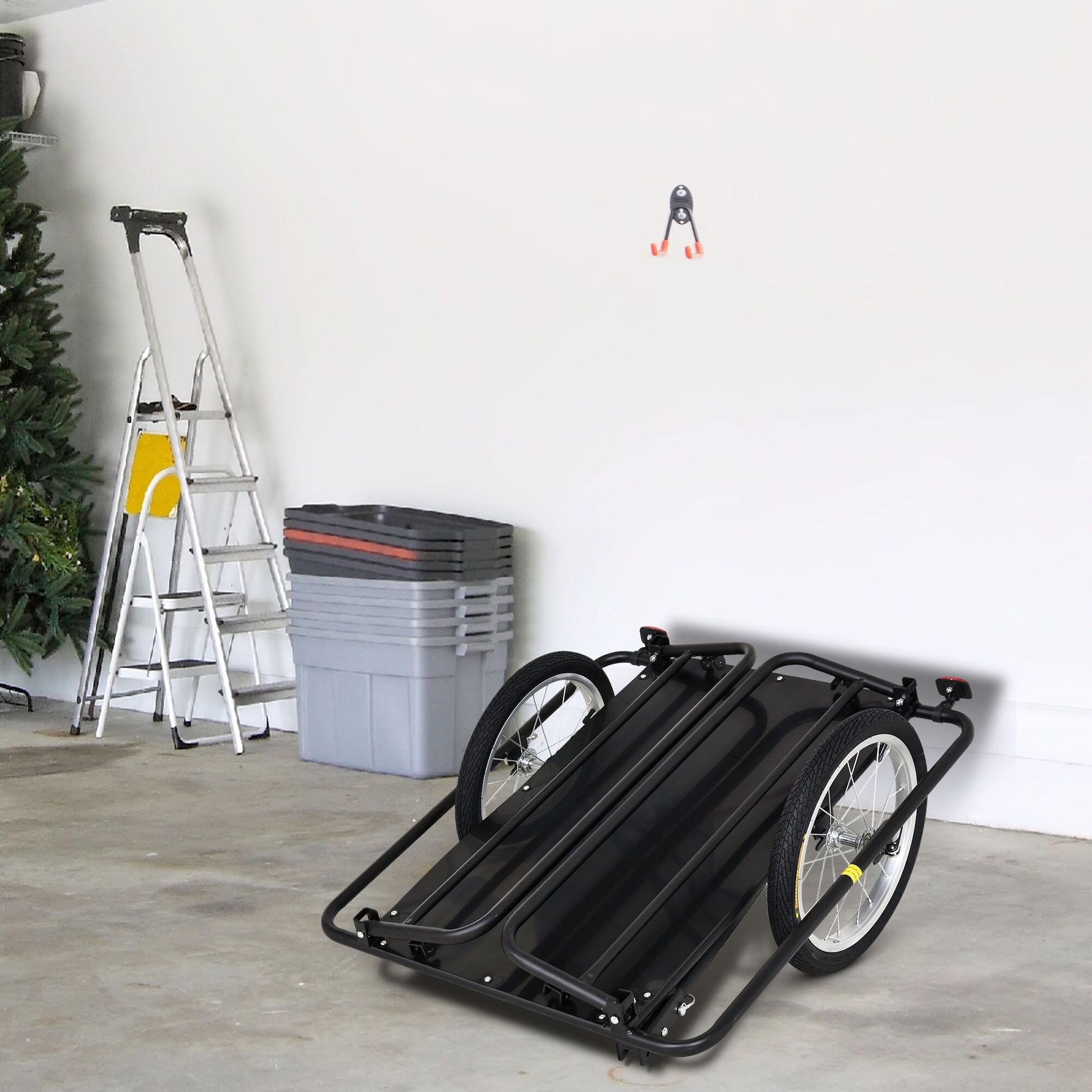 Aosom Bike Cargo Trailer for Hefty Loads with Foldable Compact