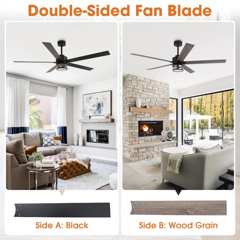 65" Black Wooden 5-Blade Industrial Ceiling Fan with Light and Remote