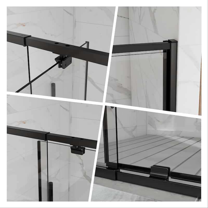 Modland 44-48"x71'' Adjustable Pivot Shower Door - Auto-Lift Hinge, Magnetic Seal, 6 Finishes for Uneven Walls - 48''x 71''