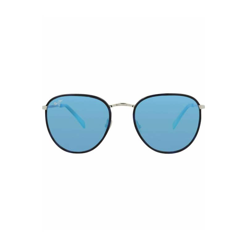 Maui Jim Round-Frame Monel Acetate Sunglasses - Blue Silver Blue - Blue Silver Blue - Multi - Blue Lens