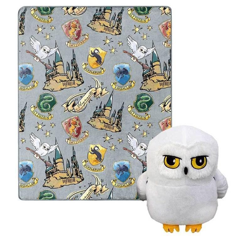 Warner Brothers Harry Potter Hedwig Magic Silk Touch Throw Blanket with Plush Hugger