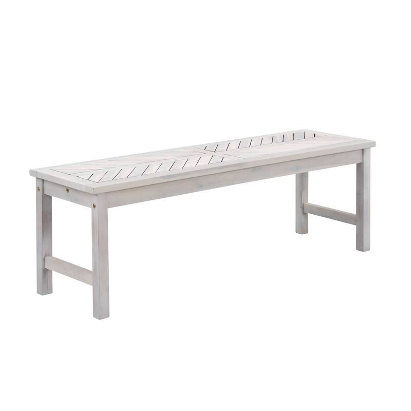 Walker Edison Elephant Point Acacia Wood Chevron Bench