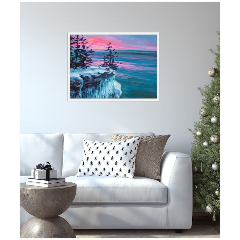 Kate and Laurel Framed Canvas Winter At Cave Point by Rachel Christopoulos