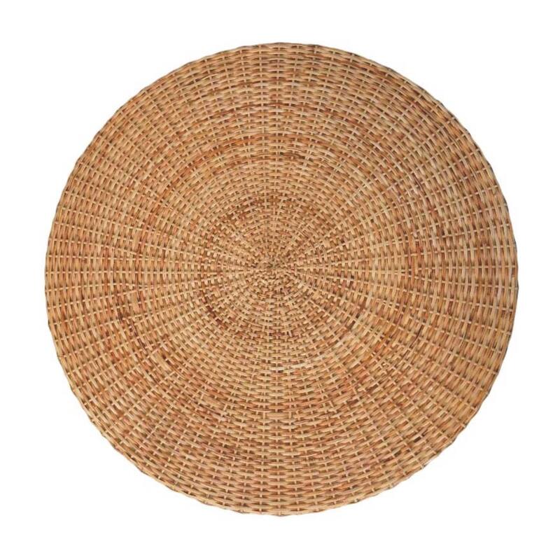Artisan Furniture Solid Wood Regency Round Woven Coffee Table ,Brown,