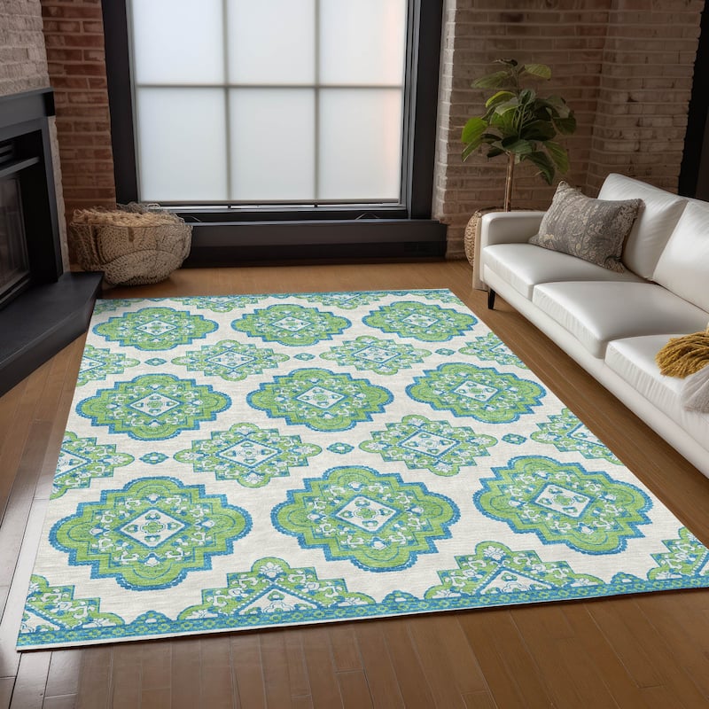 Machine Washable Indoor/ Outdoor Chantille Boho Moroccan Rug