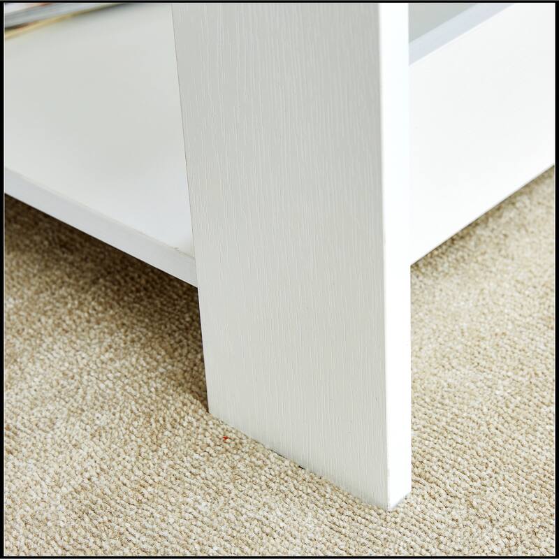 White MDF Double Layered Coffee Table