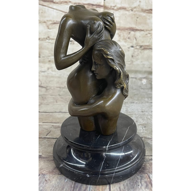 Handmade Art Crafted Art Two Girls Bronze Masterpiece Sculpture Statue
