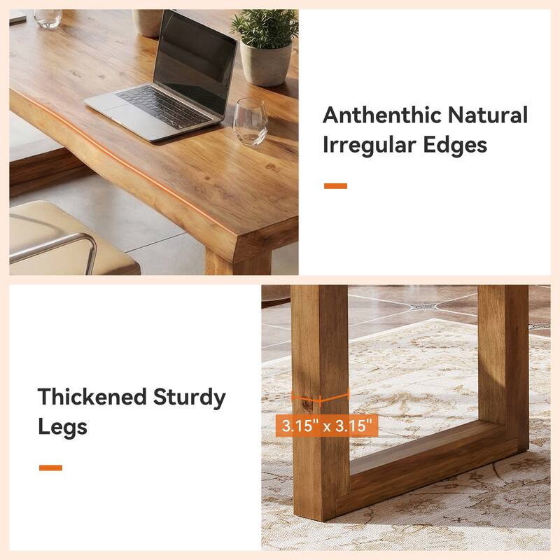 63 Inch Solid Wood Computer Desk for Home Office