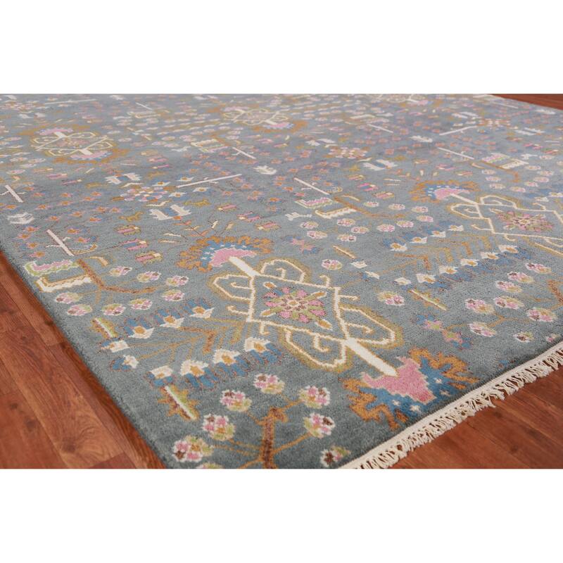 Hand Knotted Oriental 100% Wool Carpet Traditional All-Over Navy Blue & Blues Heriz (serapi) Area Rug - 11' 11'' X 8' 10''