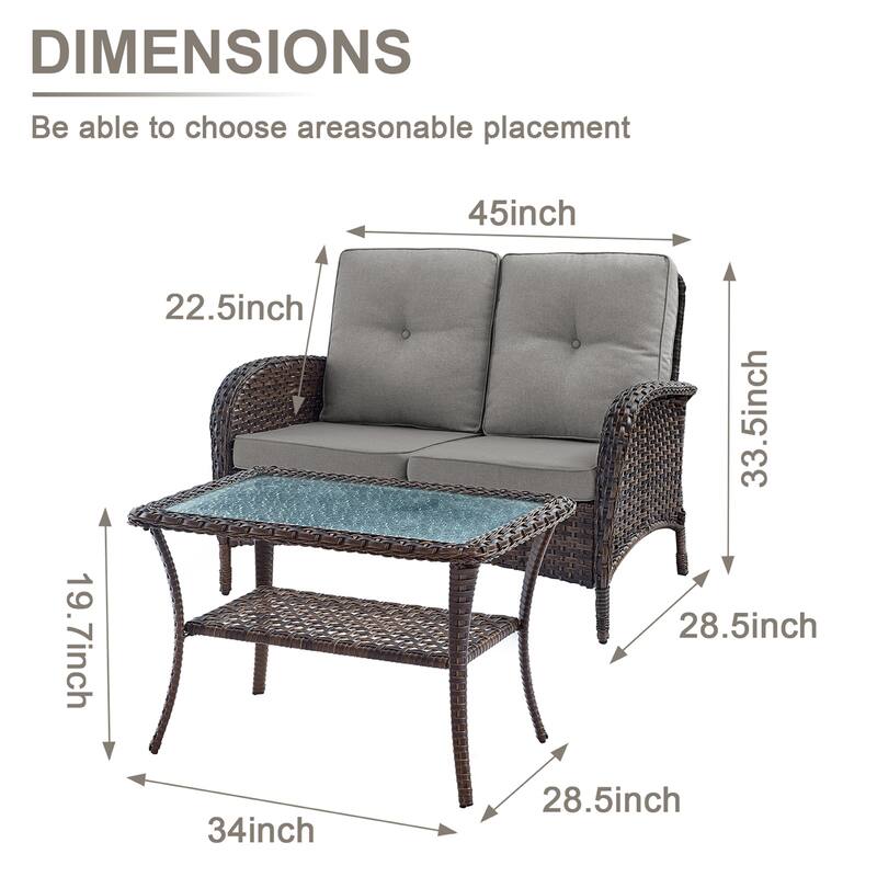 Patio Loveseat Sofa Rocking Chair Coffee Table