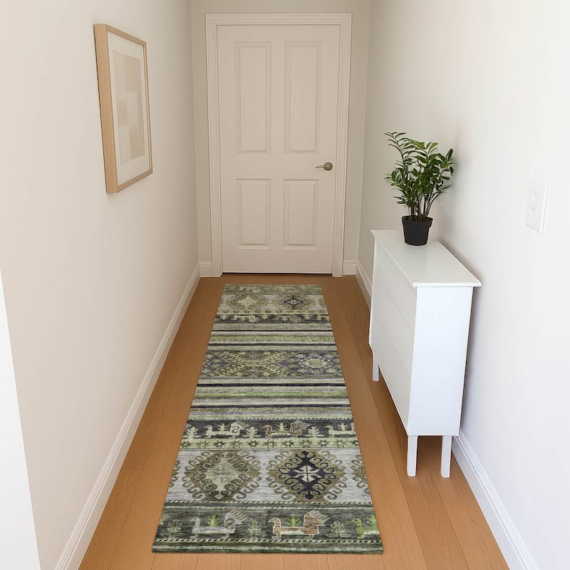 Premium Washable Super Soft Boho Global Mayfield Rug - Fern - 2'3" x 7'6"