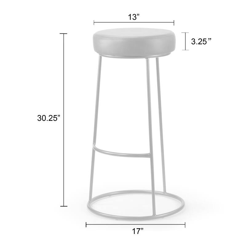 Set of 2 Amie Grey Backless Bar Stool with Gunmetal Grey Frame