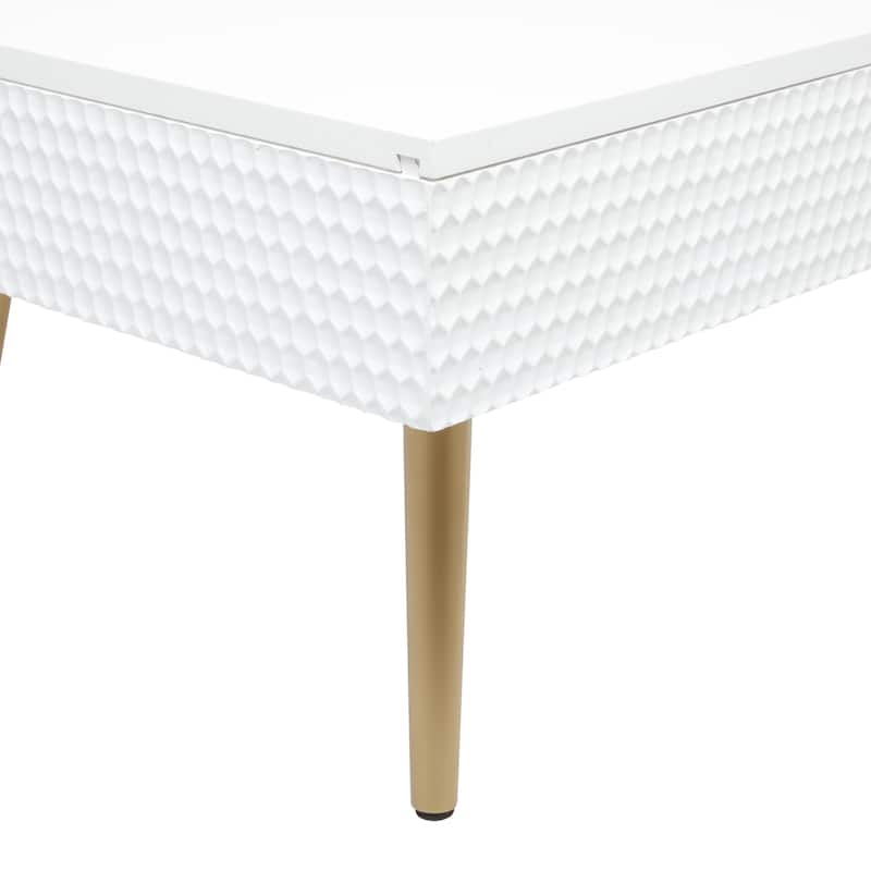 Wood Coffee Table with Storage and Gold Legs - White - Roche River Decor