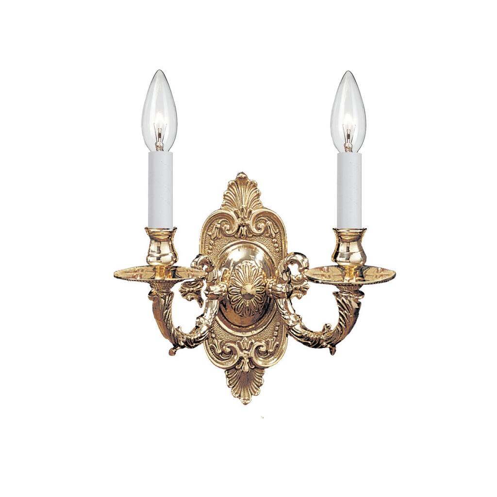 Crystorama 2 Light Polished Brass Cast Brass Wall Mount III - 10'' W x 9.5'' H x 5'' D