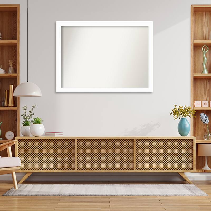 Basic Narrow Non-Beveled Wood Framed Wall Mirror