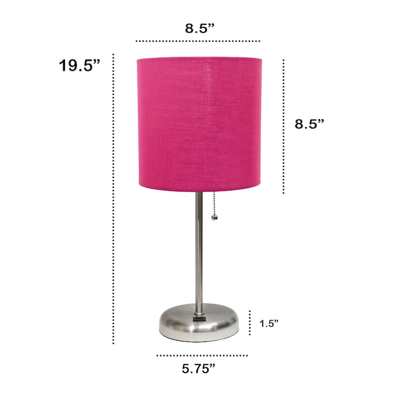 19.5" USB Port Feature Metal Lamp in Steel w Aqua Shade