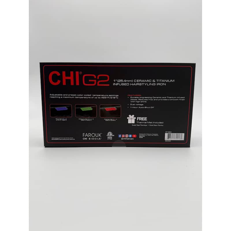 CHI G2 Professional Hair Straightener Titanium Infused Ceramic Plates Flat Iron 1 Inch