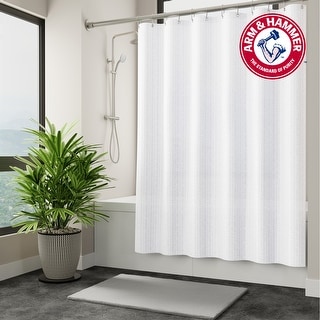 Arm & Hammer Embossed Stripe Shower Curtain/Liner - Bed Bath & Beyond ...