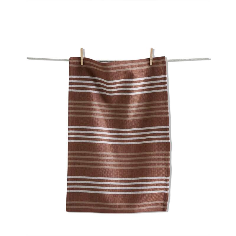 Basket Weave Stripe Dishtowel Ochre Yellow Cotton Kitchen Towel Everyday Essential Machine Wash 26x18 inches
