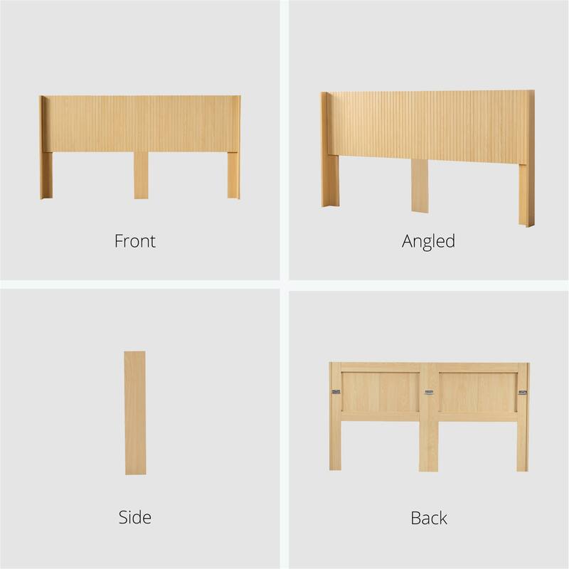 80.2" Wide Wooden King Headboard Only Wall Mounted Fluted Panel