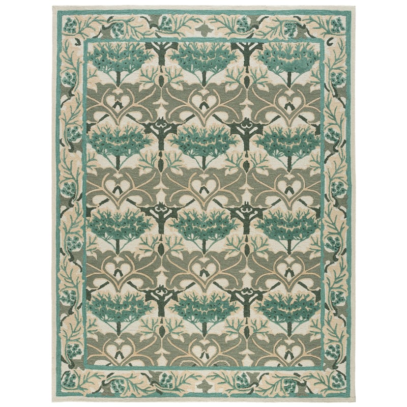 SAFAVIEH Handmade Earthly Treasure Kara Traditional Oriental Wool Rug - 8' x 10' - Ivory/Teal