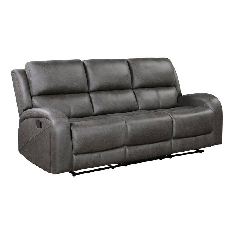 Patsy Manual Double Recliner Sofa, Gray Polished Microfiber 85 Inch