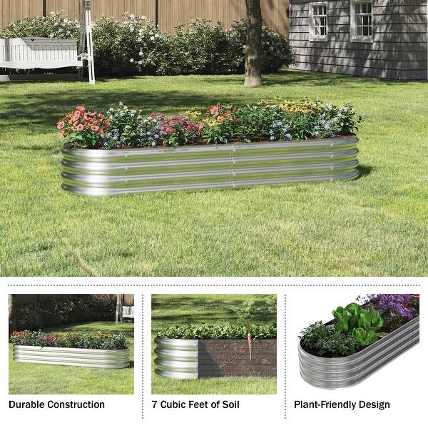 Raised Garden Bed 82x35x11in Planter Box with Open Bottom by Home