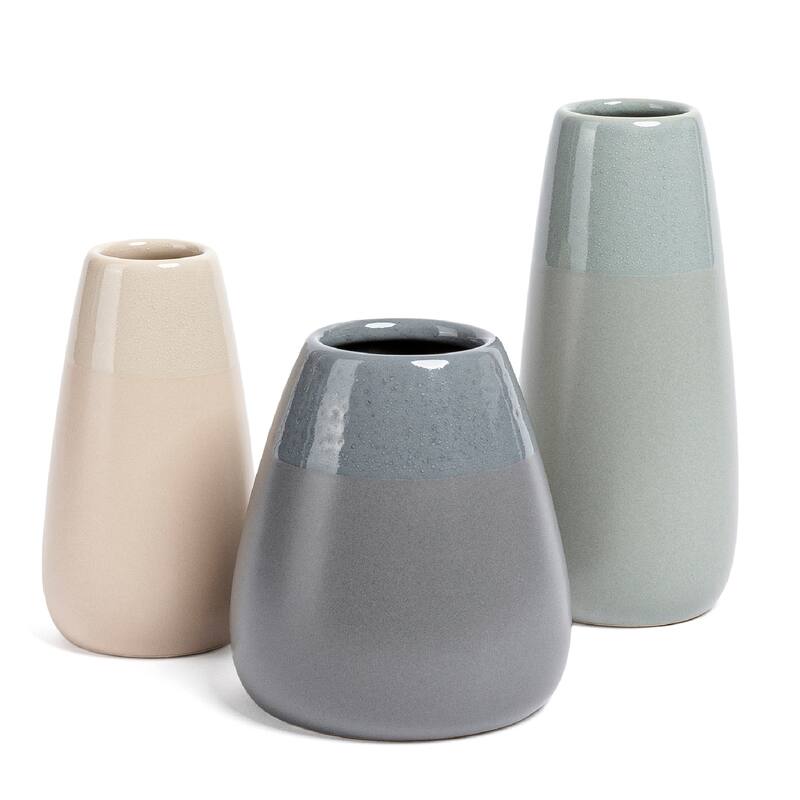 over&back Matte & Glossy Stoneware Decorative Bud Vases (Set of 3)