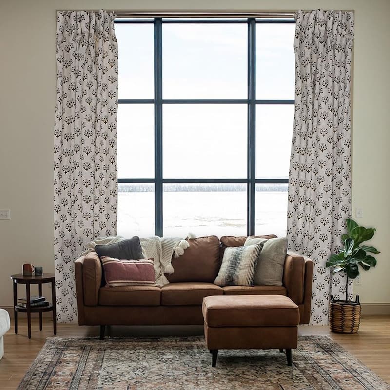 Fabdivine Handmade Block Print Floral Curtain Perfect for Room or Window Décor